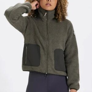 Vuori Alpine Sherpa jacket women Dark Green Zip-Up Sweater XL comfy casual retro